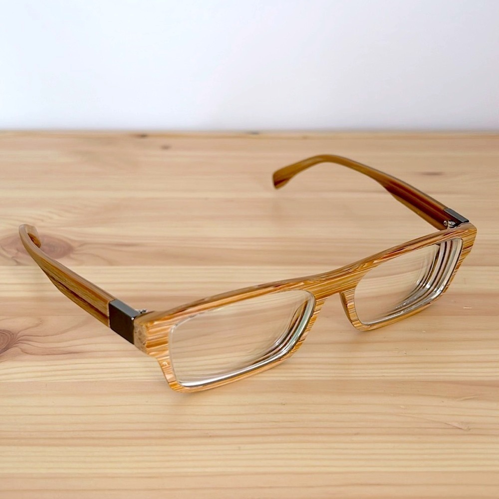 ZENNI Glasses Frames Light Brown Wooden Pattern